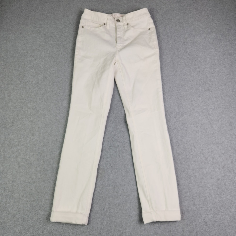 LC Lauren Conrad Jeans Womens 2 White Denim High Rise Skinny Ankle‎ Stretch Slim